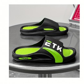 Novos Chinelos Masculinos de Alta Qualidade Antiderrapantes em PVC com Estampa de Letras Ousadas, Branco Marfim para Uso Interno/Externo - Presente Confortável para Marido ou Namorado, Calçado Esportivo Slip-on | Forro Aconchegante