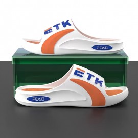 Novos Chinelos Masculinos de Alta Qualidade Antiderrapantes em PVC com Estampa de Letras Ousadas, Branco Marfim para Uso Interno/Externo - Presente Confortável para Marido ou Namorado, Calçado Esportivo Slip-on | Forro Aconchegante