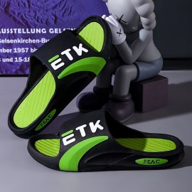 Novos Chinelos Masculinos de Alta Qualidade Antiderrapantes em PVC com Estampa de Letras Ousadas, Branco Marfim para Uso Interno/Externo - Presente Confortável para Marido ou Namorado, Calçado Esportivo Slip-on | Forro Aconchegante