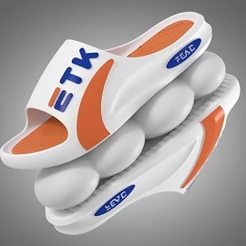 Novos Chinelos Masculinos de Alta Qualidade Antiderrapantes em PVC com Estampa de Letras Ousadas, Branco Marfim para Uso Interno/Externo - Presente Confortável para Marido ou Namorado, Calçado Esportivo Slip-on | Forro Aconchegante
