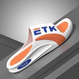 Novos Chinelos Masculinos de Alta Qualidade Antiderrapantes em PVC com Estampa de Letras Ousadas, Branco Marfim para Uso Interno/Externo - Presente Confortável para Marido ou Namorado, Calçado Esportivo Slip-on | Forro Aconchegante