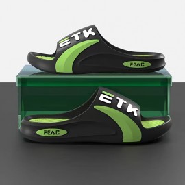 Novos Chinelos Masculinos de Alta Qualidade Antiderrapantes em PVC com Estampa de Letras Ousadas, Branco Marfim para Uso Interno/Externo - Presente Confortável para Marido ou Namorado, Calçado Esportivo Slip-on | Forro Aconchegante