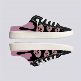 Tenis Slip-On com Estampa de Caveira - Sapatos Casuais Unissex com Design Gráfico de Desenho Animado, Cabedal Respirável e Solado TPR Durável, Confortáveis e Leves para Uso Interno/Externo em Todas as Estações