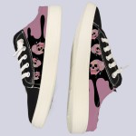 Tenis Slip-On com Estampa de Caveira - Sapatos Casuais Unissex com Design Gráfico de Desenho Animado, Cabedal Respirável e Solado TPR Durável, Confortáveis e Leves para Uso Interno/Externo em Todas as Estações
