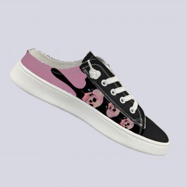 Tenis Slip-On com Estampa de Caveira - Sapatos Casuais Unissex com Design Gráfico de Desenho Animado, Cabedal Respirável e Solado TPR Durável, Confortáveis e Leves para Uso Interno/Externo em Todas as Estações
