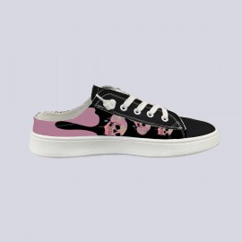 Tenis Slip-On com Estampa de Caveira - Sapatos Casuais Unissex com Design Gráfico de Desenho Animado, Cabedal Respirável e Solado TPR Durável, Confortáveis e Leves para Uso Interno/Externo em Todas as Estações