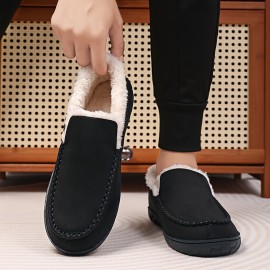 Calçados Masculinos de Forro Macio para Uso Interno/Externo - Parte Superior em Tecido Macio e Sola EVA, Cor Marrom Lisa para Primavera Outono Inverno, Uso Casual no Escritório ou Casa