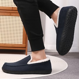 Calçados Masculinos de Forro Macio para Uso Interno/Externo - Parte Superior em Tecido Macio e Sola EVA, Cor Marrom Lisa para Primavera Outono Inverno, Uso Casual no Escritório ou Casa