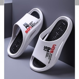 Chinelos Casuais Masculinos - Alta Qualidade, Antiderrapante e Desodorizantes em PVC Macio com Design Ergonômico & Estampa de Letras, Uso Interno/Externo para Todas as Estações - Presente Ideal para Marido ou Namorado (Branco Marfim), Sola Antideslizante
