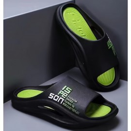 Chinelos Casuais Masculinos - Alta Qualidade, Antiderrapante e Desodorizantes em PVC Macio com Design Ergonômico & Estampa de Letras, Uso Interno/Externo para Todas as Estações - Presente Ideal para Marido ou Namorado (Branco Marfim), Sola Antideslizante