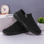 Sapatos de tecido trançado sem estampa, confortáveis e casuais para homens, leves e respiráveis, ideais para todas as estações
