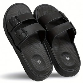 Sandálias de Plataforma com Sola Grossa para Homens e Mulheres - Sandálias EVA Ajustáveis com Dupla Fivela, Amortecimento Ultra Suave e Arco Apoio, Leves e Confortáveis para Uso Interno/Externo, Ideais para Verão, Primavera ou Outono (Unissex), Sapatos de