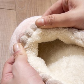 Chinelos de Pelúcia Aconchegantes para o Inverno para Casais - Sola Grossa, Sapatos Internos Quentes e Fofos com Design de Padrão de Diamante, Sola Antiderrapante, Perfeitos para Relaxamento em Casa, Disponíveis em Cinza e Creme, Calçado Interno de Invern