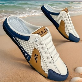 Sandálias Masculinas Respiráveis Antiderrapantes - Design de Bico Redondo com Bloco de Cores, Cabedal em PU Durável e Sola de PVC para Caminhadas ao Ar Livre, Acampamento e Praia - Conforto para Todas as Estações, Unissex