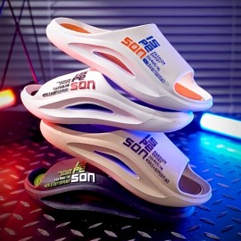 Chinelos Masculinos Slip-On com Tecnologia Poop Feeling - Sola PVC Antiderrapante e Impermeável, Respiráveis Unissex para Casa, Banheiro e Uso Diário - Calçados Confortáveis e Duráveis, Chinelos Estilosos, Solas Antideslizantes