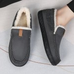 Chinelos Internos Forrados com Fleece SKYGRASS para Homens, Macios e Quentes Chinelos de Inverno com Camada Média de Espuma Viscoelástica, Sola Antiderrapante em TPR, Parte Superior em Tecido Respirável, Perfeitos para Noites de Descanso & Manhãs Preguiço