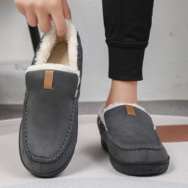Loafers Forrados de Pelúcia SKYGRASS para Homens - Sapatos Slip-On Quentes e Confortáveis com Sola EVA Antiderrapante, Casuais e Estilosos, Perfeitos para Uso Interno/Externo no Outono/Inverno, Tecido Durável, Presente Ideal
