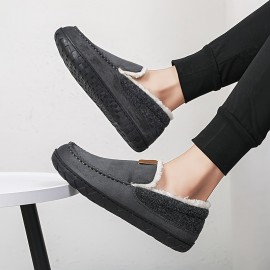 Loafers Forrados de Pelúcia SKYGRASS para Homens - Sapatos Slip-On Quentes e Confortáveis com Sola EVA Antiderrapante, Casuais e Estilosos, Perfeitos para Uso Interno/Externo no Outono/Inverno, Tecido Durável, Presente Ideal