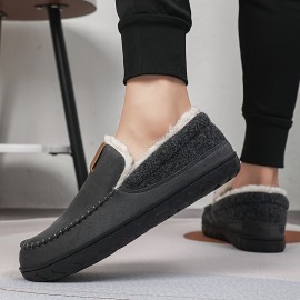 Chinelos Internos Forrados com Fleece SKYGRASS para Homens, Macios e Quentes Chinelos de Inverno com Camada Média de Espuma Viscoelástica, Sola Antiderrapante em TPR, Parte Superior em Tecido Respirável, Perfeitos para Noites de Descanso & Manhãs Preguiço