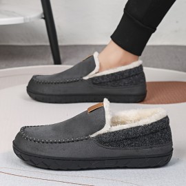 Loafers Forrados de Pelúcia SKYGRASS para Homens - Sapatos Slip-On Quentes e Confortáveis com Sola EVA Antiderrapante, Casuais e Estilosos, Perfeitos para Uso Interno/Externo no Outono/Inverno, Tecido Durável, Presente Ideal