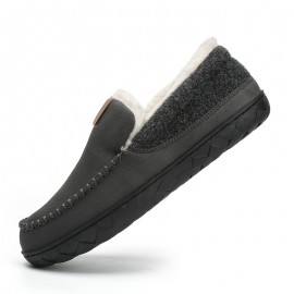 Loafers Forrados de Pelúcia SKYGRASS para Homens - Sapatos Slip-On Quentes e Confortáveis com Sola EVA Antiderrapante, Casuais e Estilosos, Perfeitos para Uso Interno/Externo no Outono/Inverno, Tecido Durável, Presente Ideal