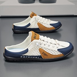 Sapatos Casuais Multifuncionais [Sapatos Casuais Multifuncionais] Antiderrapante Sapatos Casuais Unissex para Homens | Sola Confortável, Forro de Tecido Respirável, Corte de Malha, Azul Marinho/Branco/Bege | Apropriado para Uso Interno, Férias e Uso Diári