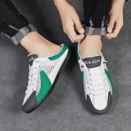 Sapatos Casuais Multifuncionais [Sapatos Casuais Multifuncionais] Antiderrapante Sapatos Casuais Unissex para Homens | Sola Confortável, Forro de Tecido Respirável, Corte de Malha, Azul Marinho/Branco/Bege | Apropriado para Uso Interno, Férias e Uso Diári