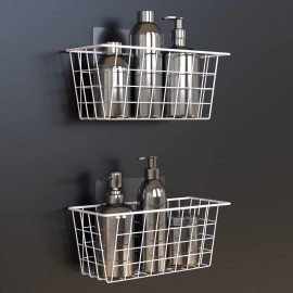 2-Pack Cestos de Metal Resistente para Parede - Organizador com Ganchos Adesivo Sem Furação, Caixas de Arame Economizadoras de Espaço para Cozinha, Despensa, Banheiro e Quarto - Suporta Frutas, Maços e Pacotes - Prateleiras Suspensas Fáceis de Instalar se