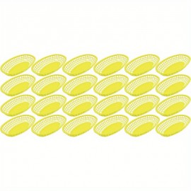 Conjunto de 24 Cestas Ovaladas Amarelas para Fast Food e Deli, 9.25 x 5.67 Polegadas, Amarelo - 24 Unidades