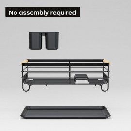 Escorredor de Louça sem Montagem com Suporte para Secar Pratos - Aço Inoxidável Resistente, Compacto e Economizador de Espaço com Base Antiderrapante, Organizador de Bancada para Cozinha Pequena, Escorredor Seguro para Lava-Louças Preto, Design Elegante e