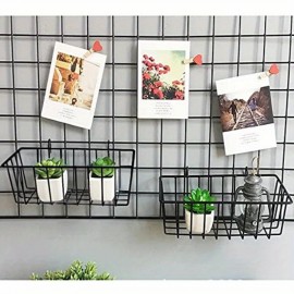 Organizador de Cestas Metálicas Resistentes - Armários de Parede com Ganchos, Design Moderno em Grade Aberta para Cozinha, Banheiro, Despensa e Quarto - Ventilação e Visibilidade - Fácil Instalação (Pacote com 3), Decoração e Organização Doméstica, Constr