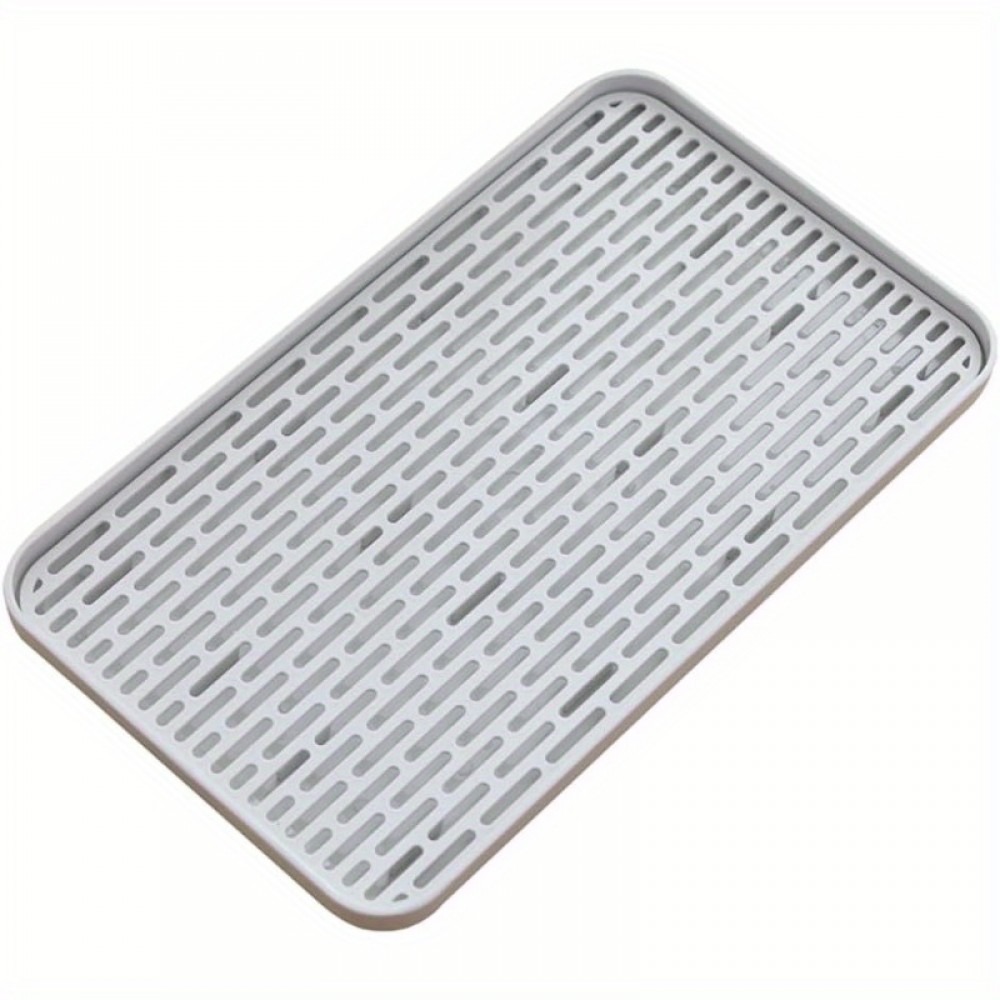 Escorredor de Louça 2 Níveis Antiderrapante com Bandeja de Drenagem - Plástico Livre de BPA, Grande Capacidade, Design Compacto para Pia da Cozinha ou Mesa de Café, Uso Externo, 15.4x10x0.98 Polegadas, Polipropileno Grau Alimentício