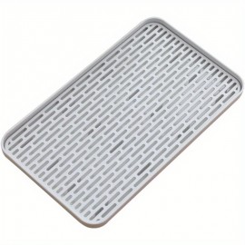 Escorredor de Louça 2 Níveis Antiderrapante com Bandeja de Drenagem - Plástico Livre de BPA, Grande Capacidade, Design Compacto para Pia da Cozinha ou Mesa de Café, Uso Externo, 15.4x10x0.98 Polegadas, Polipropileno Grau Alimentício