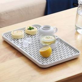 Escorredor de Louça 2 Níveis Antiderrapante com Bandeja de Drenagem - Plástico Livre de BPA, Grande Capacidade, Design Compacto para Pia da Cozinha ou Mesa de Café, Uso Externo, 15.4x10x0.98 Polegadas, Polipropileno Grau Alimentício