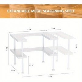Organizador Expansível DOLALIKE - Prateleira de Metal Resistente para Armário, Organizadores de Cozinha com Espaço Reduzido, Armazenamento em Bancada ou Sob o Armário para Temperos, Despensa, Banheiro e Escritório - Design Moderno Branco, Construção Robus