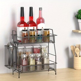 Organizador com Cesto, Bandeja de 2 Camadas para Prateleira de Armazenamento de Bancada, Organizador de Bancada, Organizador de Vaidade e Armazenamento de Cozinha Spi Rack