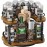 Organizador de Susan Preguiçosa Spi Rack Spi Organização para Gabinete Altura Ajustável Rotativo Lazy Turntable, Organizador de Temperos de Madeira de Cozinha de Despensa, 12 polegadas, Preto