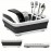 Suporte de secagem de pratos dobrável, durável, com 4 compartimentos para utensílios, para cozinha, RV, campismo, essencial, organizador compacto de pratos, armazenamento de pratos na pia, cinza, 4,9x14x12
