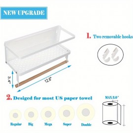 Organizador Magnético de Temperos para Geladeira - Prateleira Metálica de Nível Único com Frascos Transparentes, Fácil Instalação com Ganchos, Armazena Especiarias, Óleo de Oliva e Condimentos - Branco (Armazenamento Econômico na Cozinha)