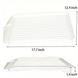 Prato de Drenagem Plástico 18 Polegadas Grande Branco com Inclinação Lateral e Base Antiderrapante para Tigelas, Copos e Utensílios de Cozinha
