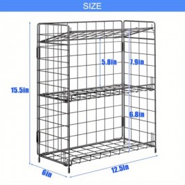 3Tier Snack Rack para Bancada Dobrável Organizador de Lanches para Lanches Pequenos Versátil Cesto de Armazenamento de Lanches de Arame Metálico para Suprimentos de Cozinha Rack de Especiarias Suporte de Frutas Prateleira de Banheiro.