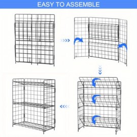 3Tier Snack Rack para Bancada Dobrável Organizador de Lanches para Lanches Pequenos Versátil Cesto de Armazenamento de Lanches de Arame Metálico para Suprimentos de Cozinha Rack de Especiarias Suporte de Frutas Prateleira de Banheiro.