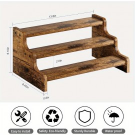 Prateleira de 3 Níveis SPI - Organizador Espaçoso e Resistente para Garrafas, Frascos, Temperos e Utensílios de Cozinha, Armazenamento em Bancada ou Armário com Prateleiras Multiuso, Acabamento Madeira Natural, Textura Realista, Construção Robusta