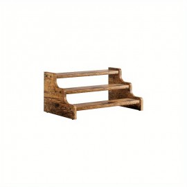 Prateleira de 3 Níveis SPI - Organizador Espaçoso e Resistente para Garrafas, Frascos, Temperos e Utensílios de Cozinha, Armazenamento em Bancada ou Armário com Prateleiras Multiuso, Acabamento Madeira Natural, Textura Realista, Construção Robusta