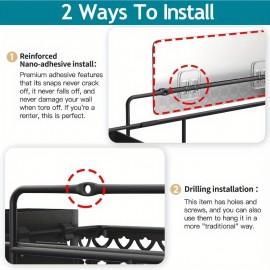 Prateleira Organizadora de Metal Resistente para Fogão - Rack de Armazenamento Economizador de Espaço com 6 Ganchos, Porta Utensílios e Compartimentos para Temperos - Prateleira Robusta para Bancada ou Parede em Cozinhas Pequenas - Instalação Fácil, Desig