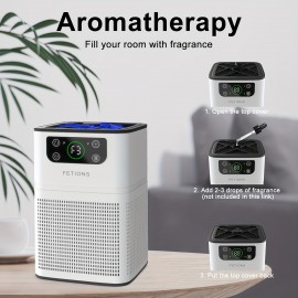 Purificadores de Ar para Casa, Purificador de Ar HEPA para Animais de Estimação Poeira Odor Fumaça, Função de Aromaterapia, Purificador de Ar com Modo de Sono Silencioso DB Mais Baixo para Quarto Escritório Sala de Estar, Purificador de Ar Pequeno Purific