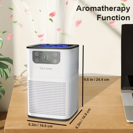 Purificadores de Ar para Casa, Purificador de Ar HEPA para Animais de Estimação Poeira Odor Fumaça, Função de Aromaterapia, Purificador de Ar com Modo de Sono Silencioso DB Mais Baixo para Quarto Escritório Sala de Estar, Purificador de Ar Pequeno Purific