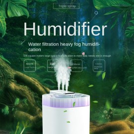 Umidificador Silencioso Rhythm, Umidificador Doméstico de Grande Capacidade com 3 Bicos para Nevoeiro Densamente, Ideal para Escritório e Quarto, Umidificador de Mesa Multifuncional de Alta Névoa.