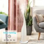 Umidificador de névoa fria de alta posição, umidificador ultrassónico para quarto e sala grande, tanque de 0,8 galão, névoa fria silenciosa com controlo de 3 velocidades, toque e remoto, desligamento automático de segurança, branco silencioso