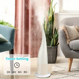 Umidificador de névoa fria de alta posição, umidificador ultrassónico para quarto e sala grande, tanque de 0,8 galão, névoa fria silenciosa com controlo de 3 velocidades, toque e remoto, desligamento automático de segurança, branco silencioso